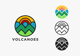 Set of abstract geometric colorful volcano mountain logo icon vector illustration template on white background © DOMHOUZE