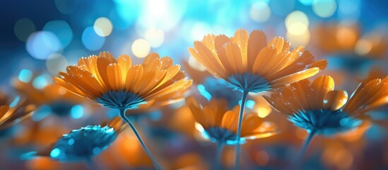 Bokeh abstract background of Calendula officinalis flowers