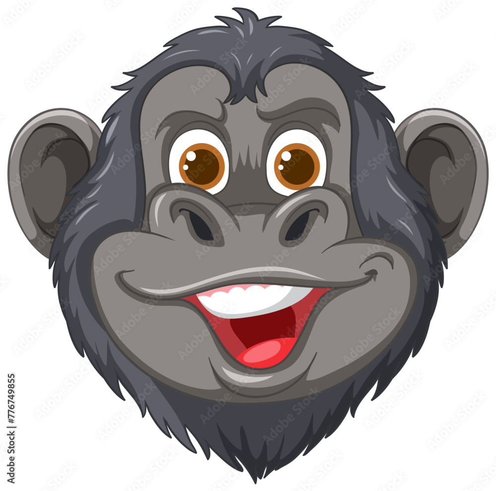 Sticker Vector illustration of a smiling chimpanzee head