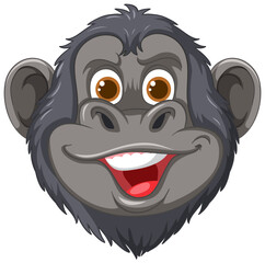 Vector illustration of a smiling chimpanzee head - obrazy, fototapety, plakaty