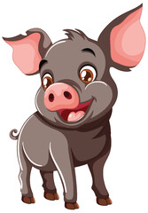 Vector graphic of a happy, smiling piglet