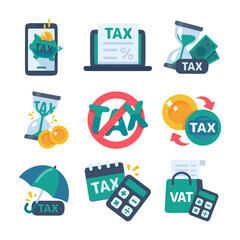 Tax icon. Sharing income to report taxes to the government.
