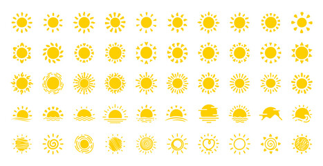 Sun icon. The silhouette of the sun shining brightly on a spring morning