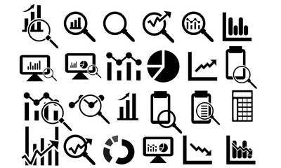 data analys icon set. Diagrams or graphs line icon set. For website marketing design, app, template, ui, and etc. Replaceable vector design