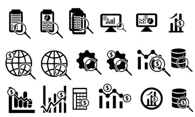 data analys icon set. Diagrams or graphs line icon set. For website marketing design, app, template, ui, and etc. Replaceable vector design