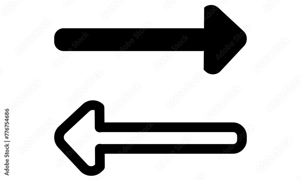 Poster sign vector set. long arrows. long arrows icon set. vector set of trendy long arrows left and right.