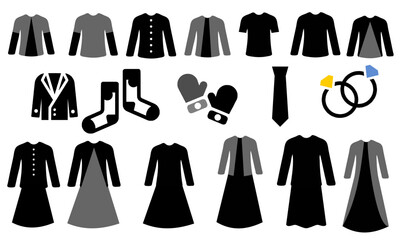 clothes, apparels icon set. for man and woman. Replaceable vector design