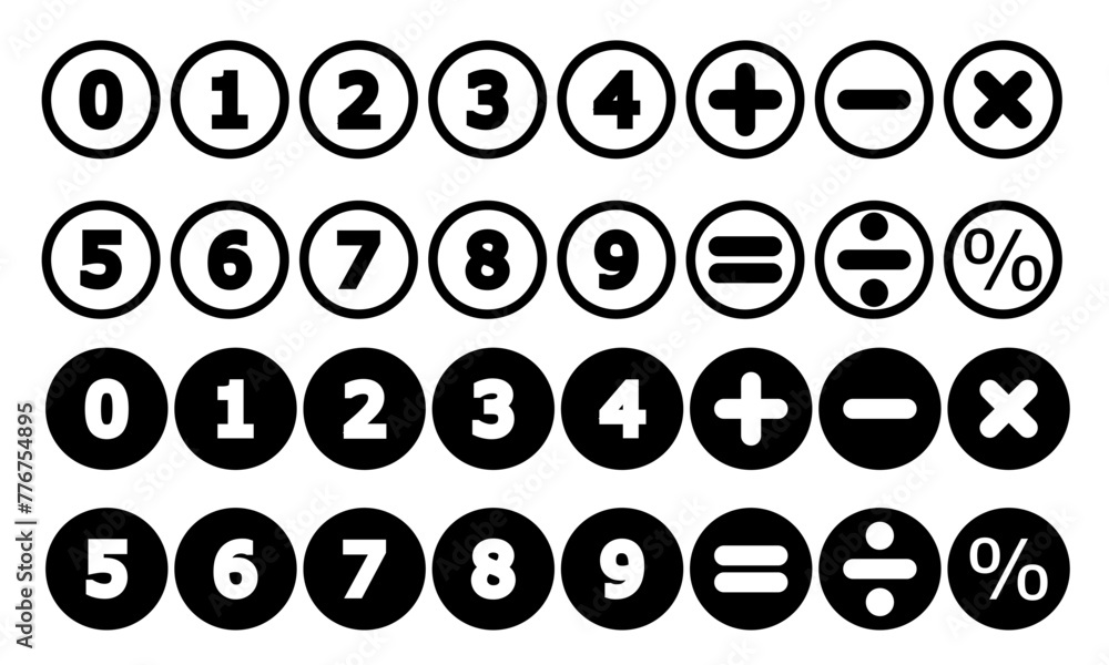 Poster set of numbers and symbols. bullet point or circle number icon. replaceable vector design
