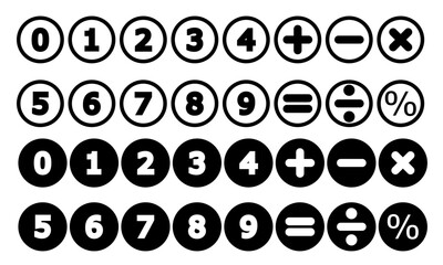set of numbers and symbols. Bullet point or circle number icon. Replaceable vector design