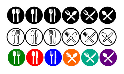 Spoon, fork and knife icon. Replaceable vector design.