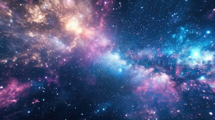 Space-themed 3D background with galaxies and stars, Dynamic 3D backdrop featuring galaxies and stars, reminiscent of space. - obrazy, fototapety, plakaty