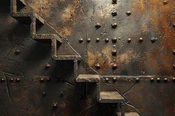 Textured 3D surface with an industrial aesthetic, Industrial-themed 3D surface with textured elements for a rugged look.