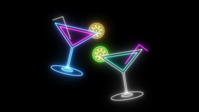 neon cocktail glasses cafe bar nightclub animated neon advertising glasses boxtail bar cafe