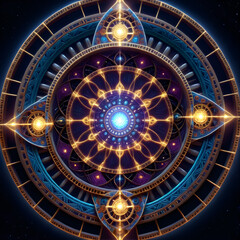 A captivating circular sacred geometry design.