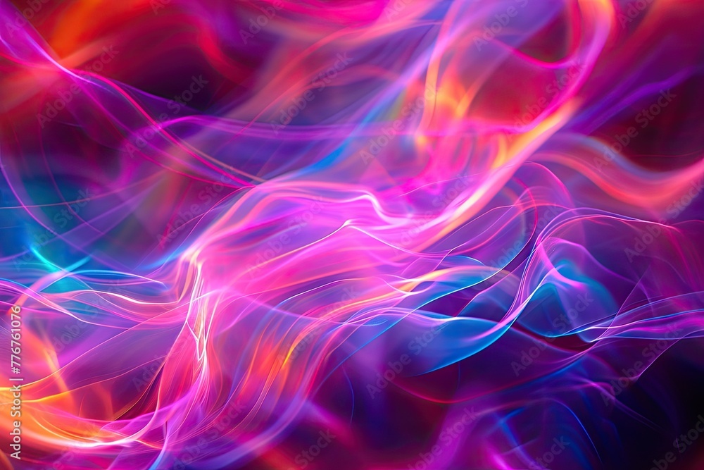 Aufkleber vibrant neon waves creating an energetic backdrop, dynamic display of neon waves forming an energeti