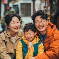 Portrait of a happy korean family