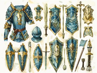 Illustration of the Armor of God rendered in watercolor