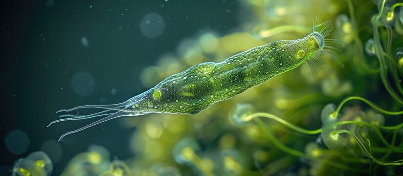 Graceful Swimmer The Mesmerizing Movement of a SingleCelled Euglena in its Aquatic Habitat