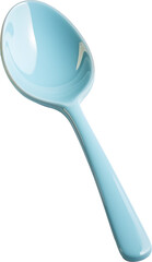 pastel sky blue ceramic spoon isolated on white or transparent background,transparency