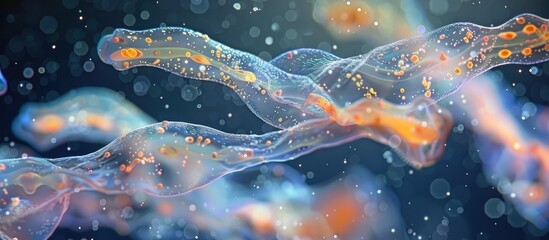 Flexible Movement in the Microscopic World Amoebas Gracefully Gliding Through Water - obrazy, fototapety, plakaty