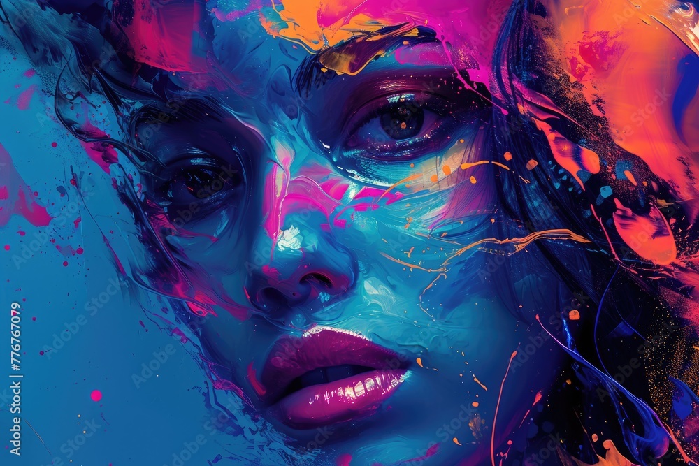 Leinwandbilder Digital painting using advanced graphic design tools, Producing a digital painting utilizing sophisticated graphic design software to achieve intricate details and vibrant colors.