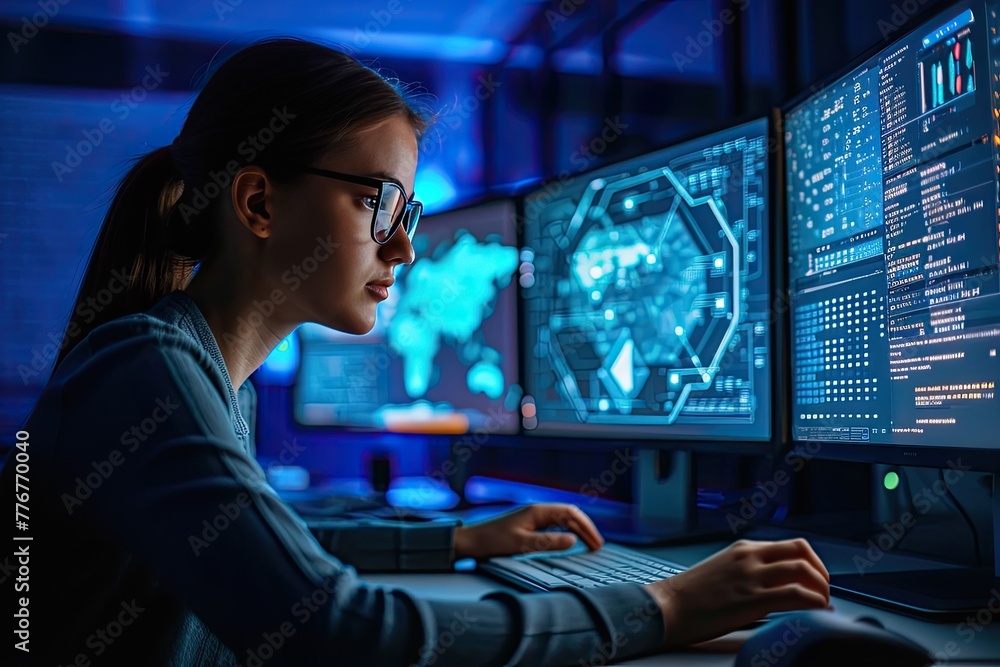 Poster developing a cybersecurity training program for employees of a digital company, designing a comprehe