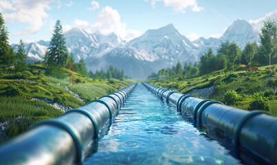 Efficient water distribution pipeline network.generative ai - obrazy, fototapety, plakaty