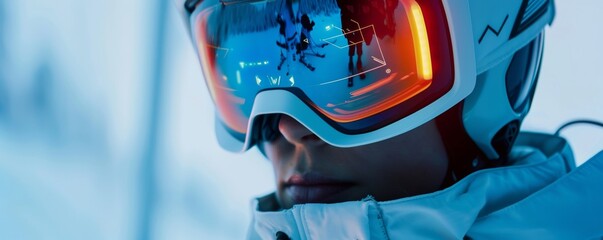 Futuristic ski gear with holographic maps and AI coaches