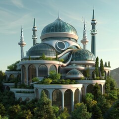 Fototapeta na wymiar Futuristic technology meets Ottoman architecture