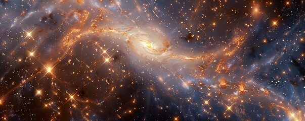 Galactic symphony a galaxy cluster arranged in musical harmony - obrazy, fototapety, plakaty