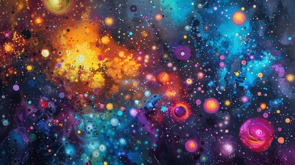 Galaxy cluster each galaxy a dot in a vast Pop Art canvas