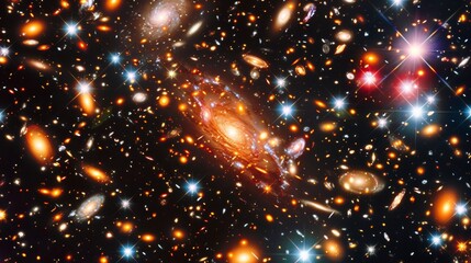 Galaxy cluster each galaxy a dot in a vast Pop Art canvas