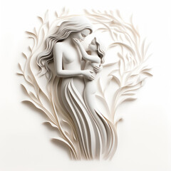 Elegant minimalist composition, presenting gift of motherhood and bonding between mother and child.  Mother's day celebration.