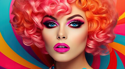wig pink pop art
