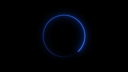 Abstract beautiful blue neon frame circle loading icon background illustration 4k.