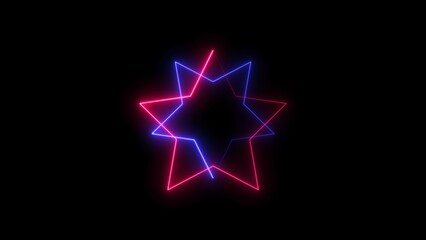 Abstract beautiful neon frame star icon background illustration 4k.
