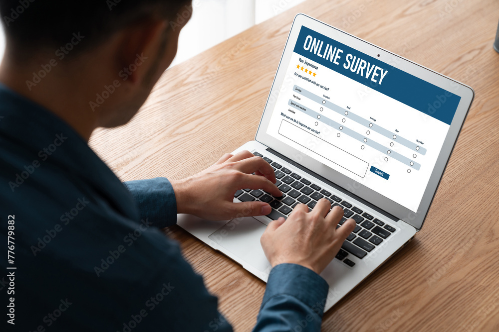Poster online survey form for modish digital information collection on the internet network