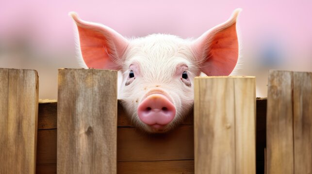 wooden pink pig farm