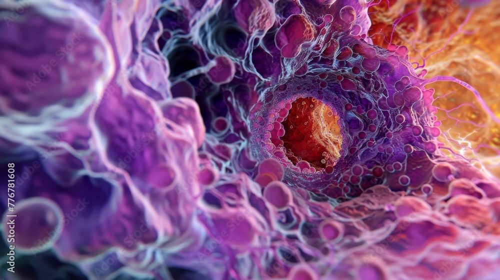 Poster an image of a nucleus surrounded by ries and rough endoplasmic highlighting the cells ability to cre