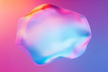 3D blob melts into a pastel gradient. 