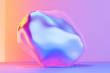 Holographic blob pops against a white background. 