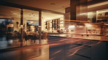 kitchen blurred residential interior