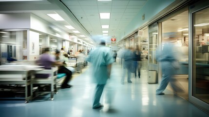 Fototapeta na wymiar doctors blurred hospital interior