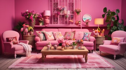 color pink living room