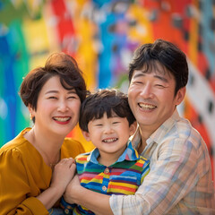 Portrait of a happy chinese family.