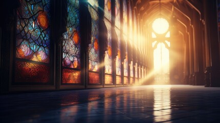 dreamy blurred mosque interior