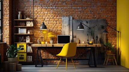 painted yellow workspace