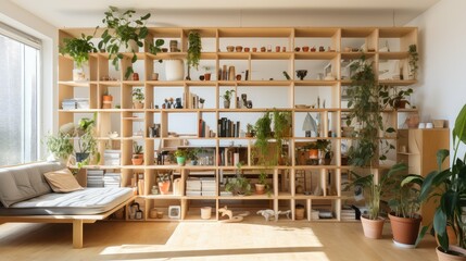 Fototapeta na wymiar minimalist interior bookshelf