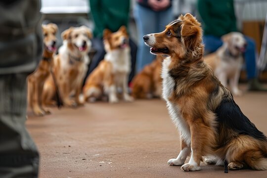 Devoted Canine Students Eagerly Learn Obedience And Manners Under Watchful Eye Of Positive Reinforcement Trainer