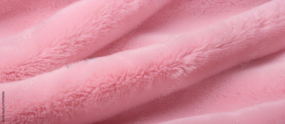 Poster a close-up view of a soft pink blanket with an extended tail draping down, adding a touch of cozines